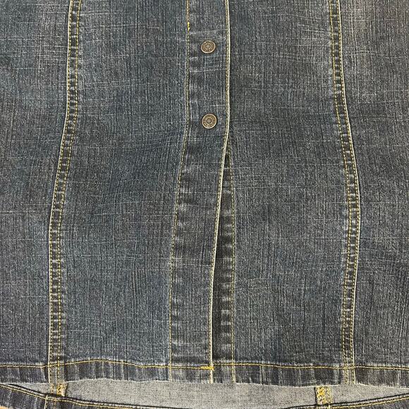 Vintage OLD NAVY Sz 12 Y2K Jean Dress Snap Front Brest Pockets Spandex Denim - Picture 7 of 8